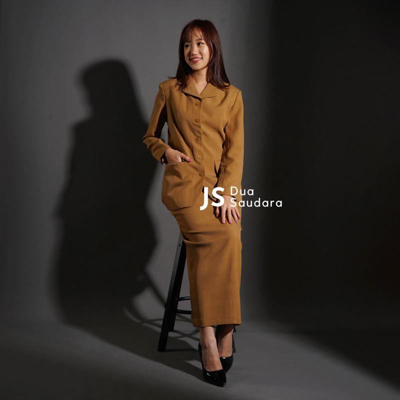 PEMDA LENGAN PANJANG ROK PANJANG/ KHAKI WANITA / SERAGAM PEMDA/ STELAN ROK PEMDA / BAJU DINAS / SERAGAM DINAS / BAJU PNS / STELAN PEMDA