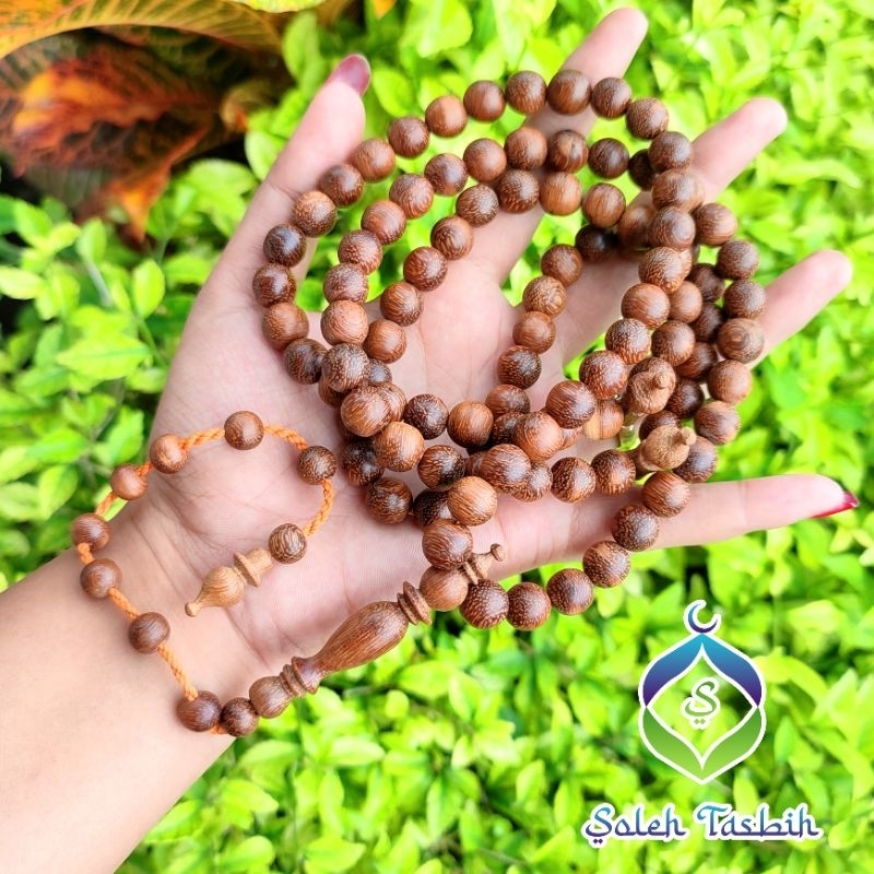 Tasbih Kelor Emas Size 10mm Motif Bulat