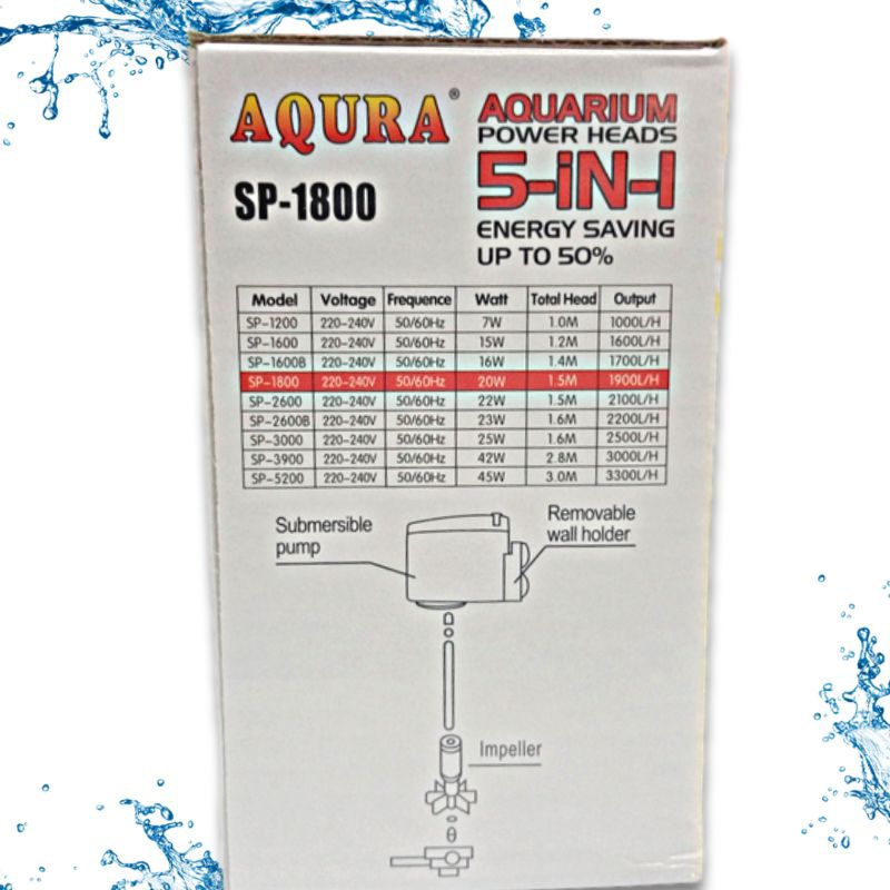 Promo Murah Pompa Aquarium AQURA 5IN1 SP 1800