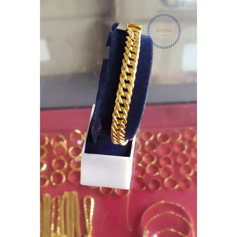 Gelang sisik naga variasi segi" lilit emas kadar 375