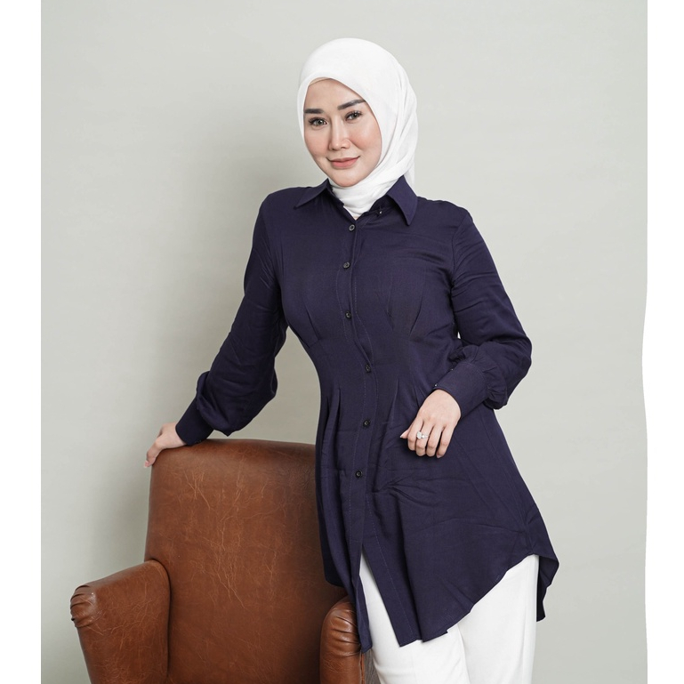 Kemeja Polos Wanita lengan panjang rayon premium Marisha by Vanesha Wear