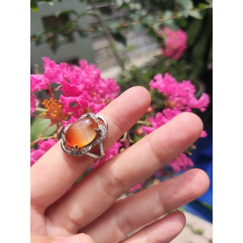 Cincin Wanita Batu Akik Calcedony Asli