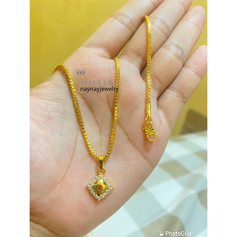 Kalung italy petak permata / warna 24k uk 45cm