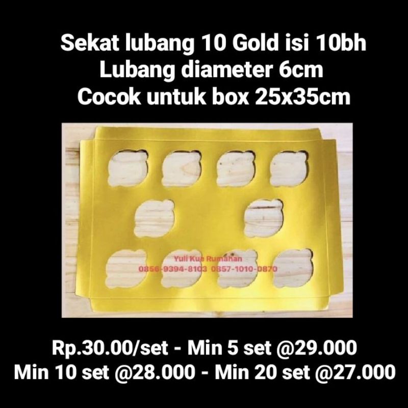

Sekat lubang 10 Gold diameter 6cm utk box 25x35cm dijual 1 set isi 10 lembar