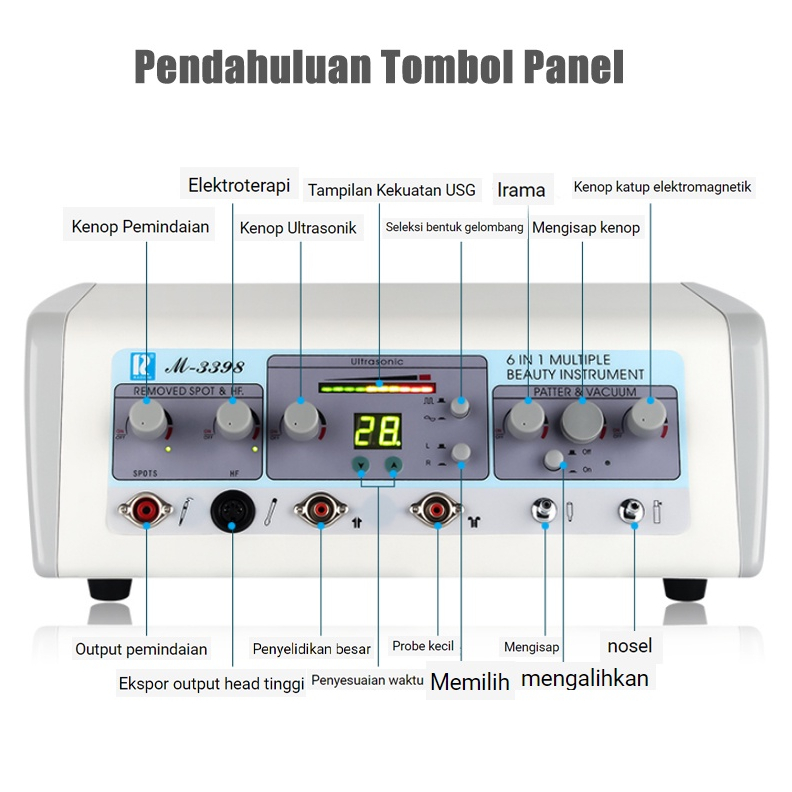 ⭐Garansi ⭐8 in 1 high frequency ultrasound detox hf alat penyedot komedo oxygen spray soft cauter besar dada