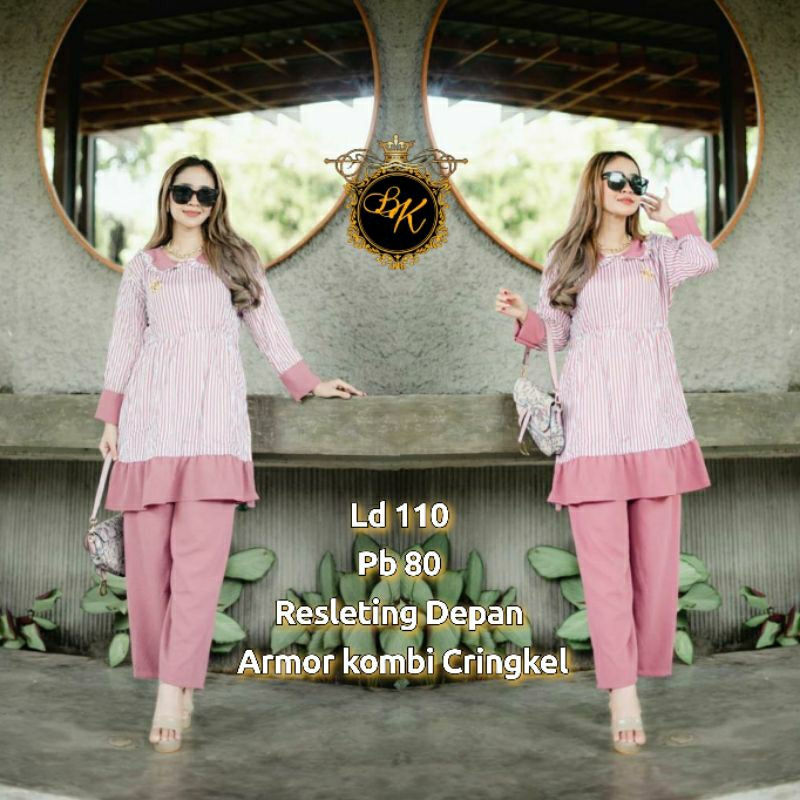 One Set Cringkel | Setelan Tunik Cringkel | One Set Tunik Cringkel | Set Kemeja Cringkel | One Set B