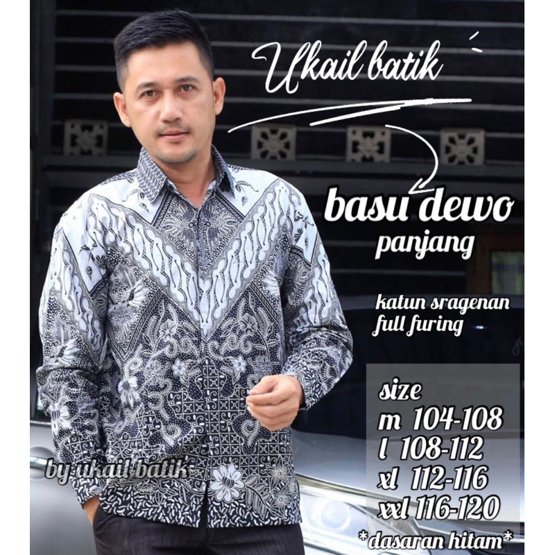 Kemeja Batik Pria Lengan Panjang Premium Lapis Furing Motif Basudewo Bahan Katun Halus Asli Solo