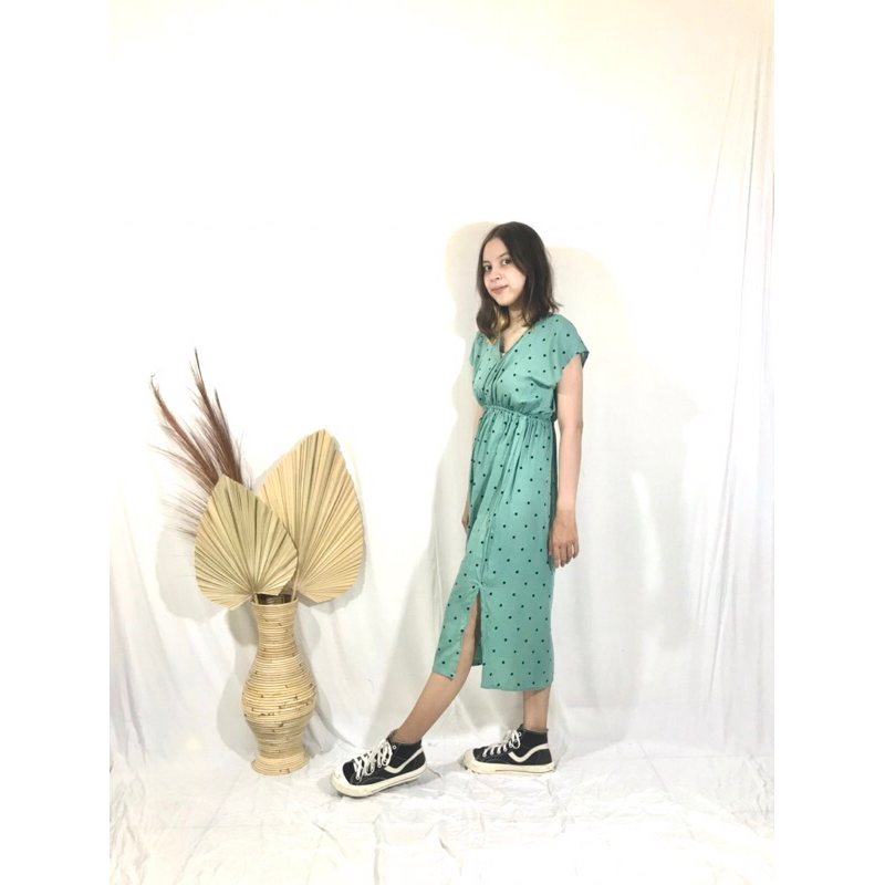 DRESS MANOHARA PANJANG WANITA MOTIF POLKADOT