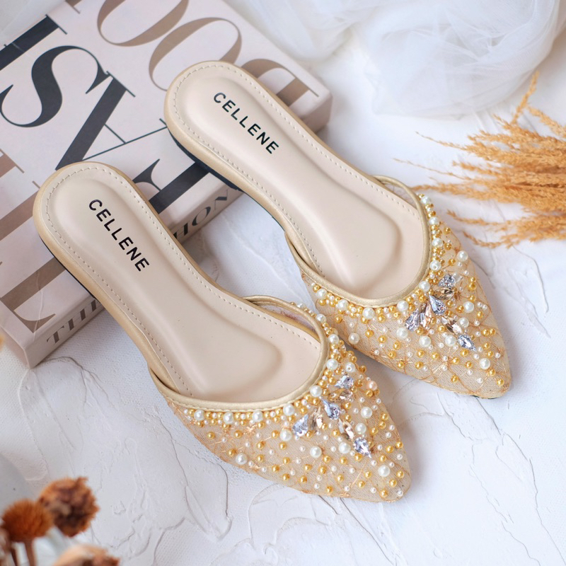 CELLENE KHAI flat beads bassic / wedding shoes flat payet sepatu pengantin