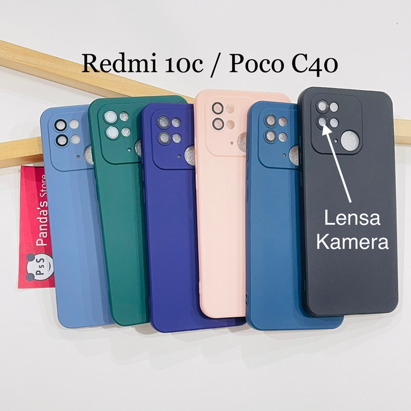 Case Redmi 10C / Poco C40 Lenspro Makaron Full Color Softcase Pro Lensa