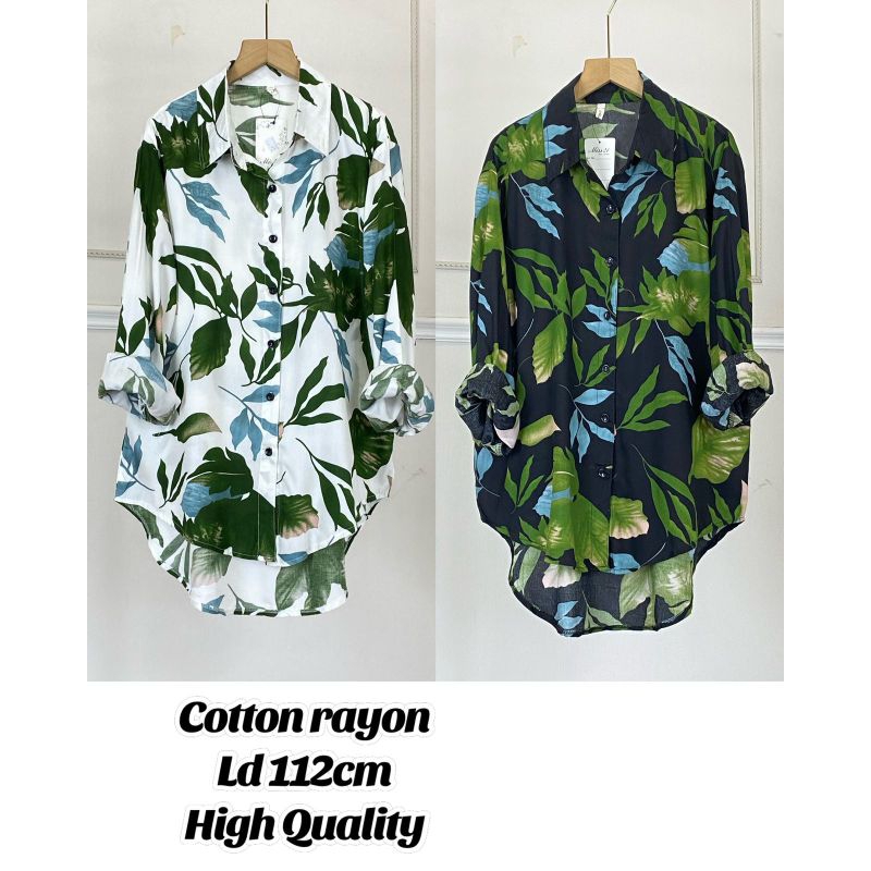 KEMEJA RAYON MOTIF DAUN