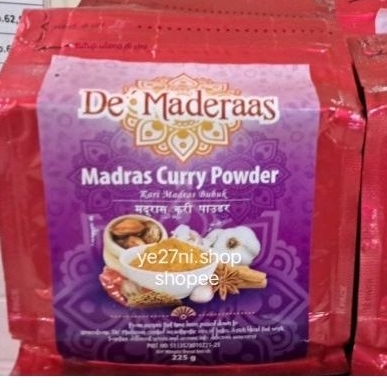 

De Maderaas Madras Curry Powder 225gr bumbu kari madras bubuk