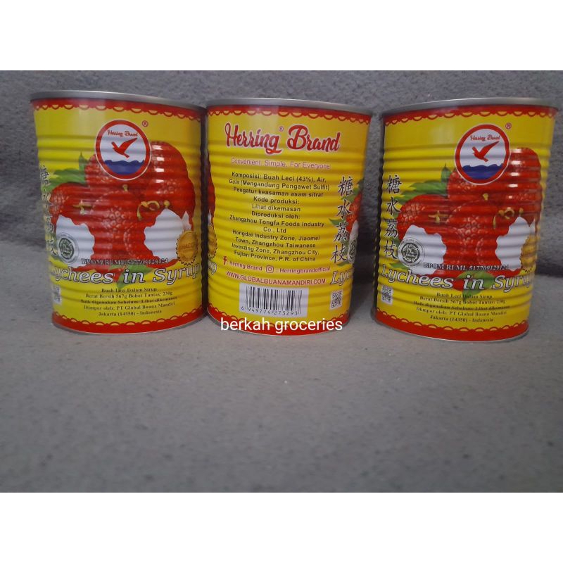 

Leci dalam kaleng Herringbrand Lychee in syrup 567gr
