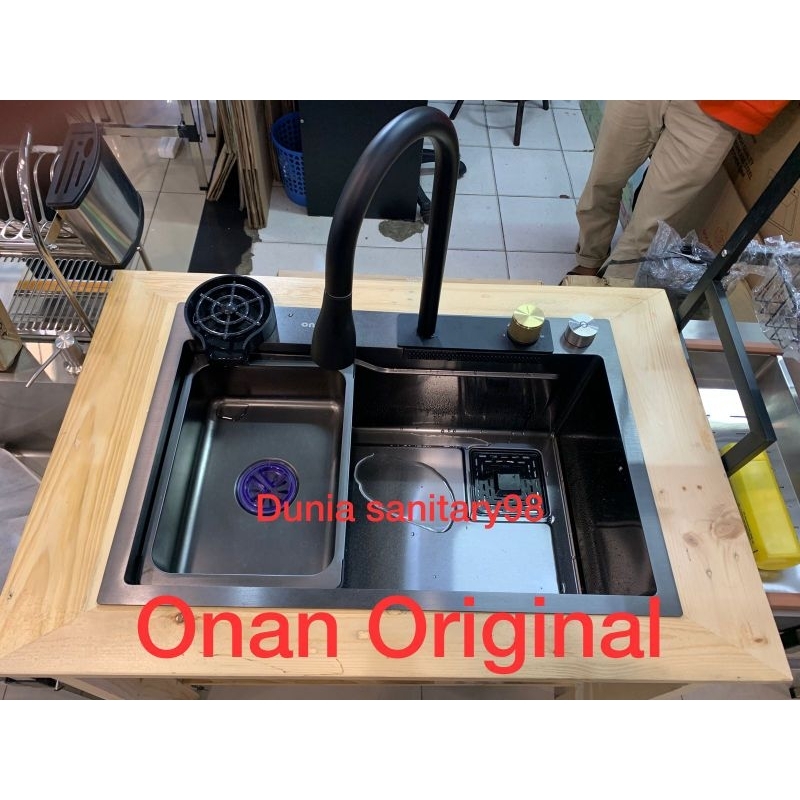 Komplit Set Kitchen Sink ONAN ORIGINAL New Stile Black bak cuci piring stainless sus 304