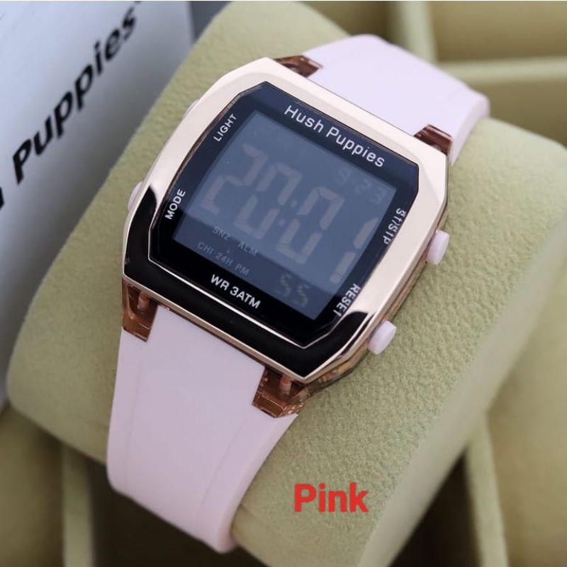 (Cod)Jam Tangan Wanita Hushpuppies New Digital Anti Air Strap Rubber/Karet(Dikirim Jakarta)