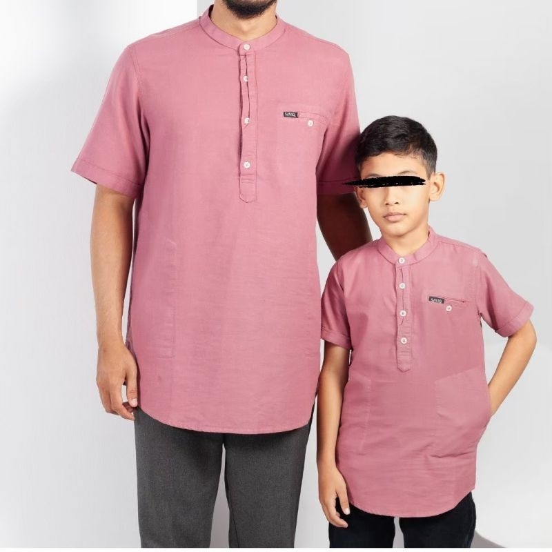 KOKO COUPLE ANAK DAN AYAH LENGAN PENDEK WARNA MAROON MUSTARD MOCCA NAVY UKURAN ANAK S M L XL