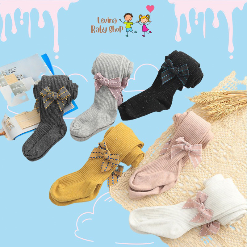 LEGGING BAYI PEREMPUAN 0-1 TAHUN IMPORT - LEGGING RIBBON - STOCKING BAYI - LEGGING BABY GIRL