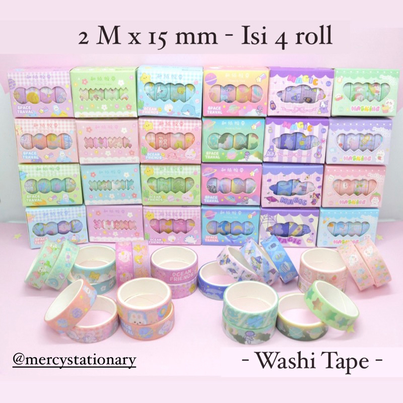 

4 Pcs - Washi Tape Isolasi Kertas Dekorasi Masking Tape Space Traval Ocean Friends Magic