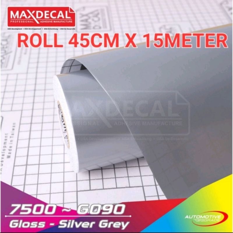 ROLL Sticker Maxdecal 7500 G090 Gloss Silver Grey 45cm × 15m ROLL