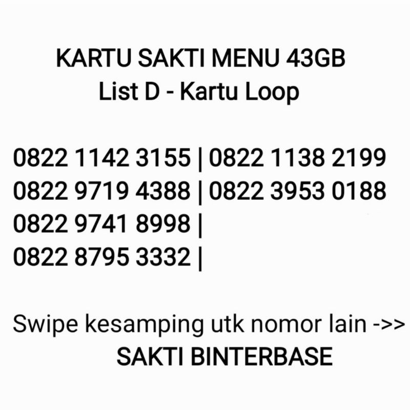 Kartu Sakti Telkomsel AS Simpati nomor cantik pilihan bisa beli 43Gb unl+300mnt+400sms Tsel