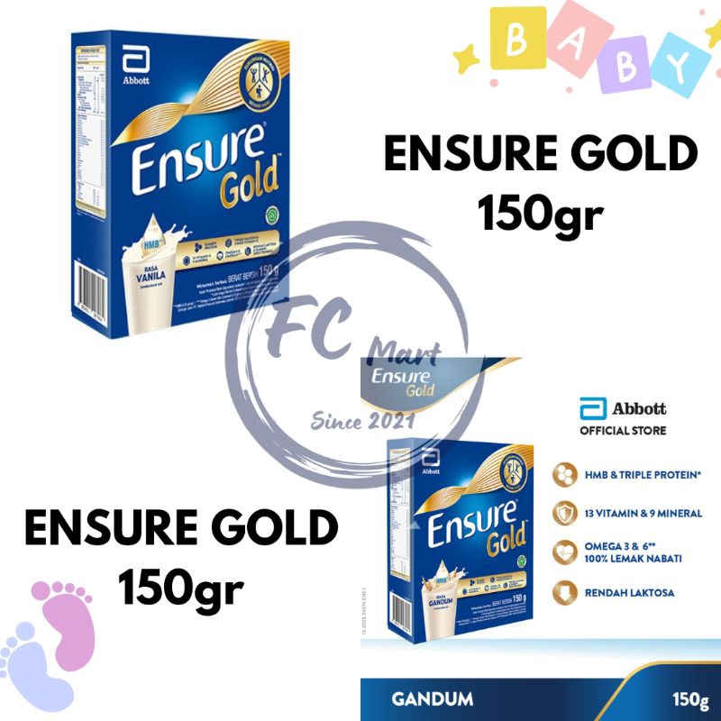 

ENSURE Gold HMB Vanilla Gandum 150gr - Susu Nutrisi Dewasa Rendah Laktosa