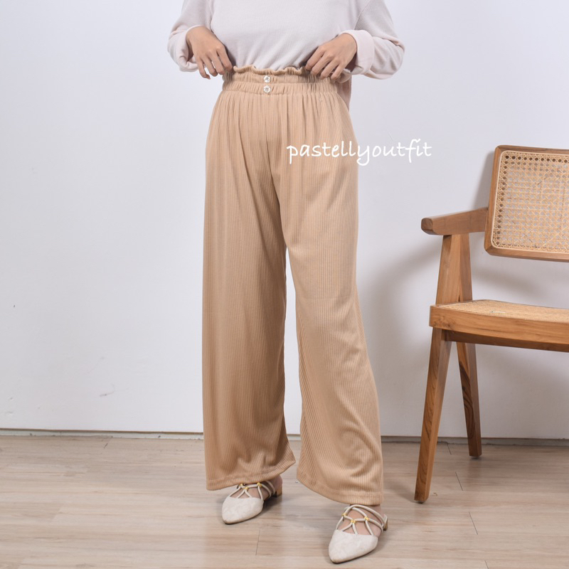 Kulot Knit Highwaist Rib Kancing Dua