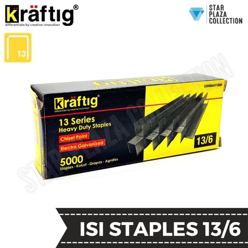 Isi Staples Manual / Staples Tembak Guntacker Merek KRAFTIG Uk. 13/6mm (6mm) Original - untuk Penger