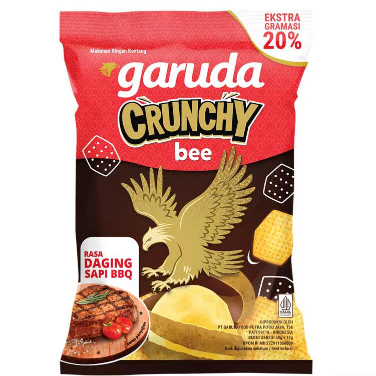 

GARUDA Snack Potato Crunchy Bee Daging Sapi BBQ Pack 58gr