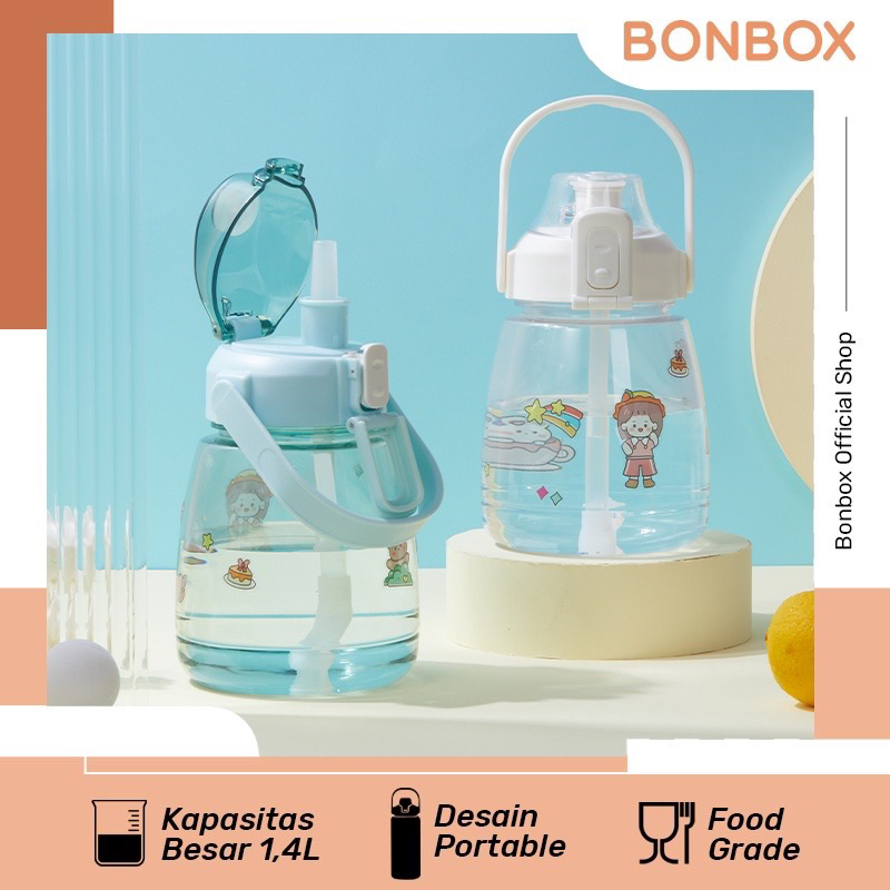 Bonbox BC60 BC70 Botol Minum Motivasi 2 Liter 2000ml1400ml Jumbo Tumblr Portable Sport Air Plastik Bening Handle Botol Minum VIral