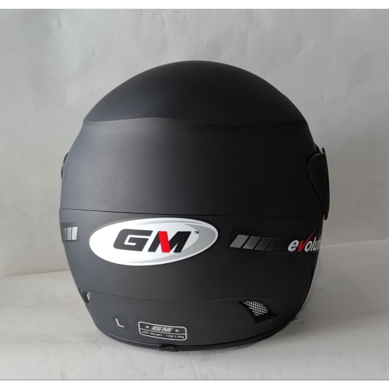 helm gm evolution solid putih,hitam/hitam doff