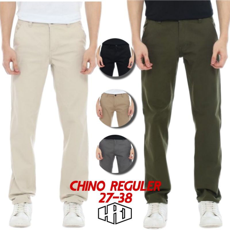 Terbaru Celana Chino Reguler Standar Pria Panjang Celana Long Pant Reguler Fit Gombor Celana Chino Jumbo Matt Katun Twill non Stretch BISA COD