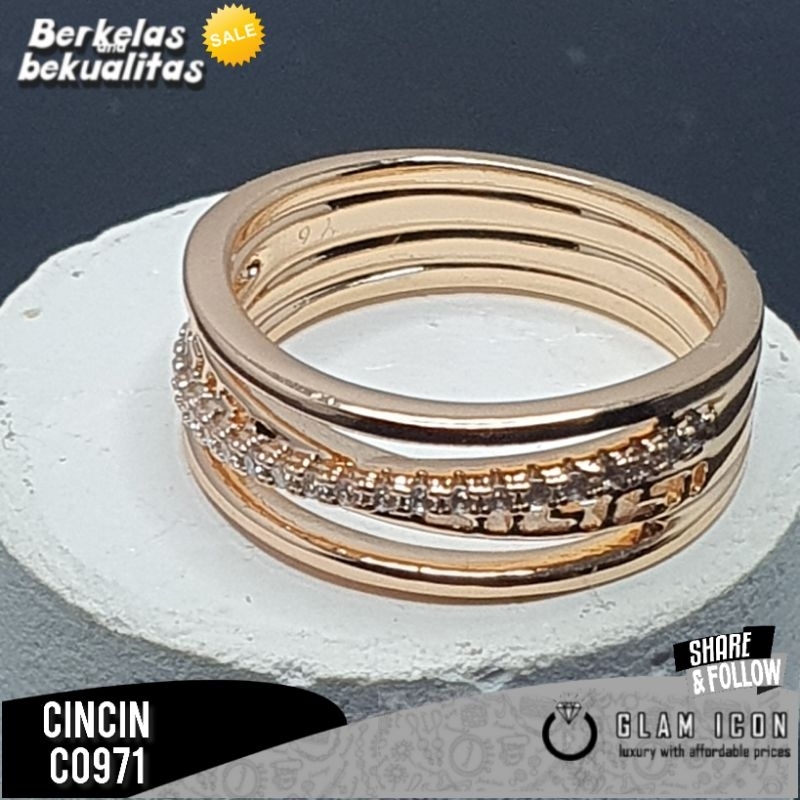 Cincin wanita motif mata baris silang simpel C0971