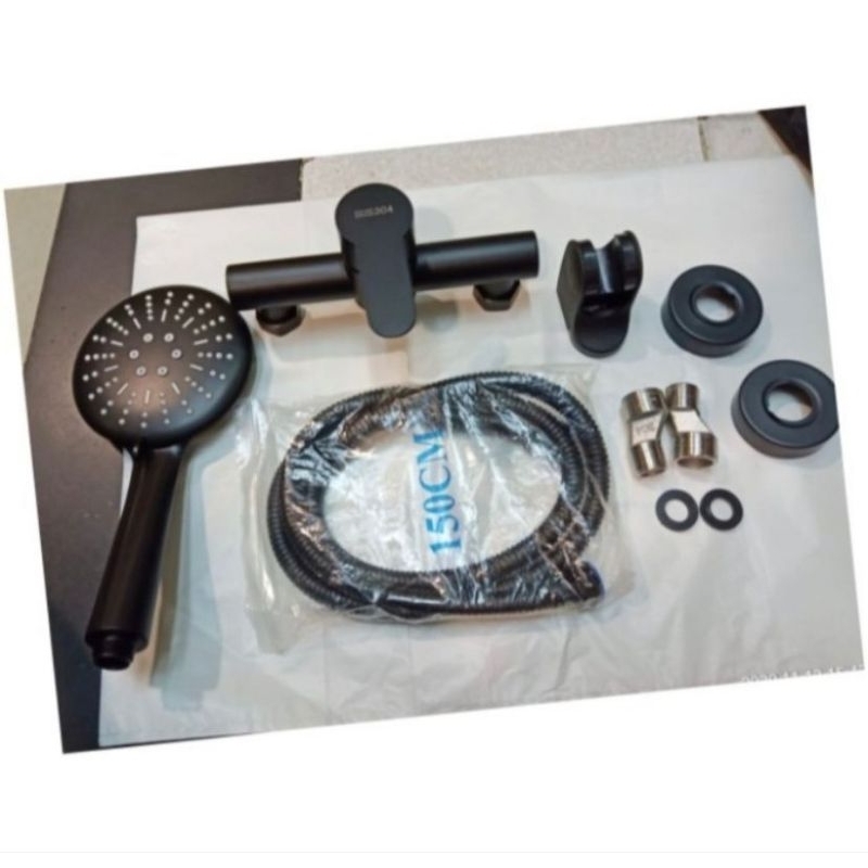 Kran Shower Favious Black Stainless SUS 304 TEBAL + Shower panas dingin