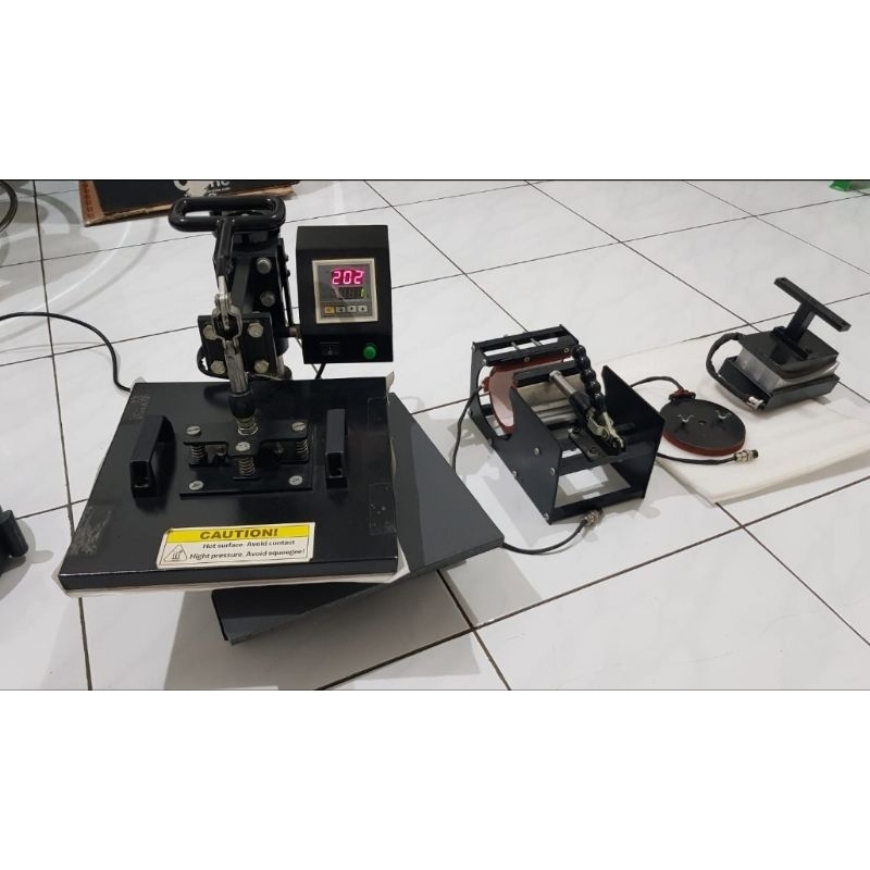 mesin press digital printing baju/kaos, mug, piring dan topi 1 set