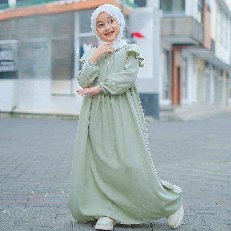 akila gamis anak terbaru terlaris termurah kekinian/gamis anak crinkel airflow/fashion anak terbaru