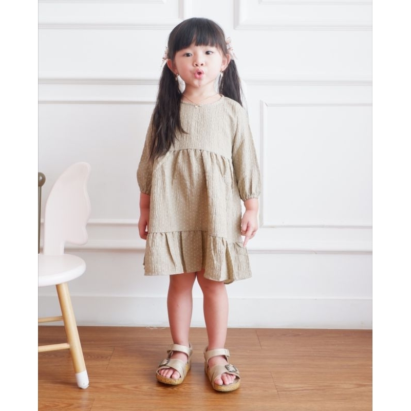DV Kids - Lara Dress/Dress Anak Bahan Katun Premium Motif Polkadot/Kids Dress For 1-5 Years Olds