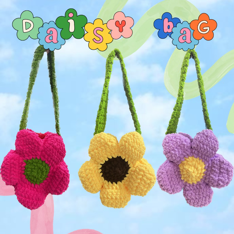Daisy bag-tas rajut bunga fluffy