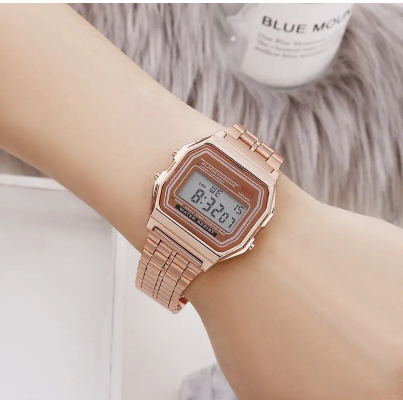 (Grosir)Jam Tangan Wanita Fashion liney Digital Strap Rantai(Terima Cod)