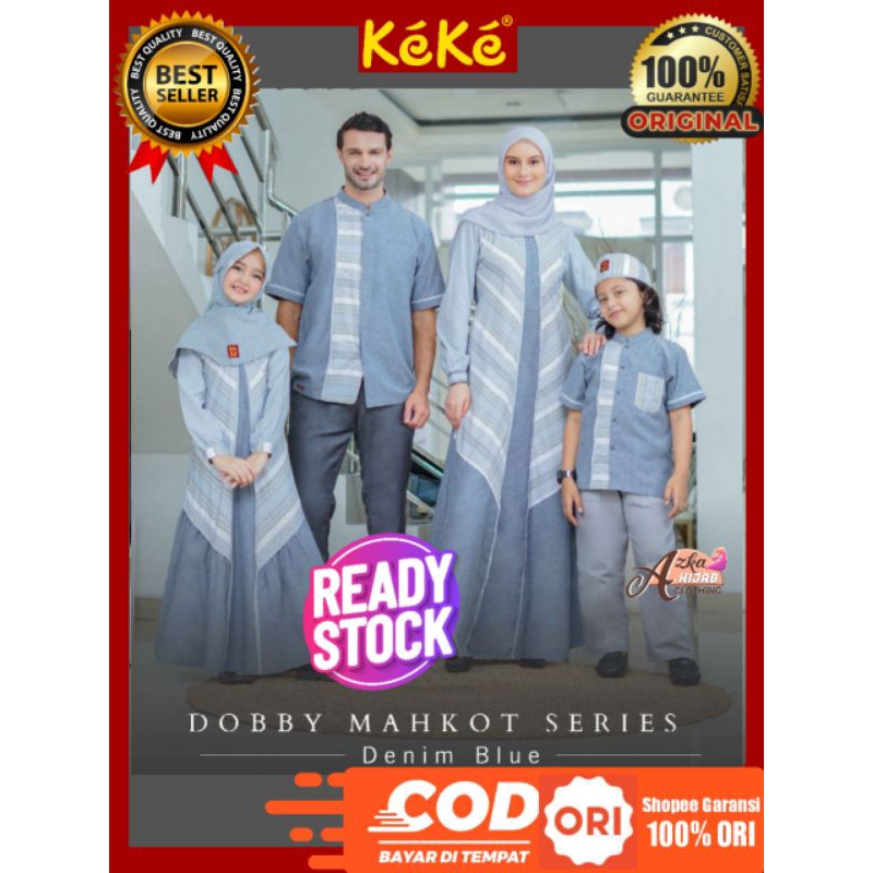 SARIMBIT KEKE TERBARU 2023 DOBBY MAHKOT SERIES DENIM BLUE KAMILY 07 /BAJU SARIMBIT KELUARGA TERBARU 
