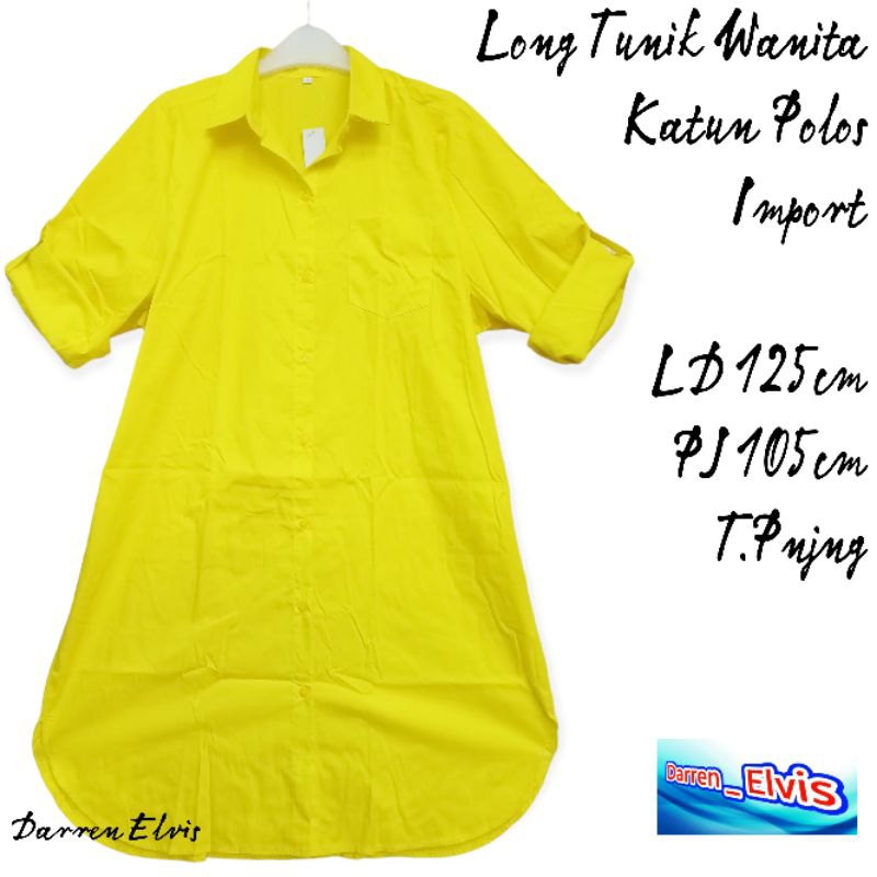 Long Tunik Wanita Katun Kuning Lemon
