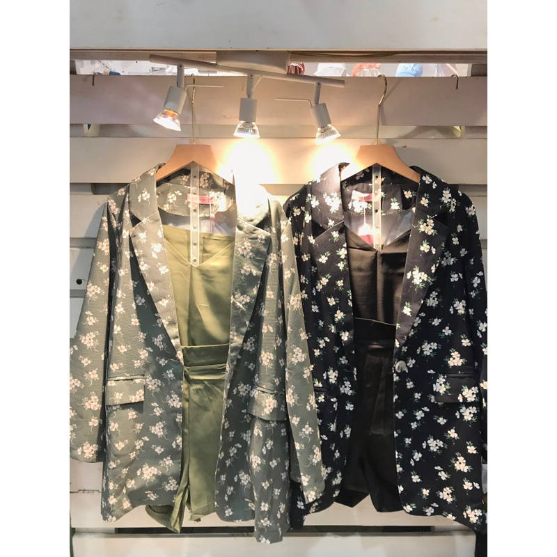 SET BLAZER MOTIF BUNGA-BUNGA + INNER WANITA  C806