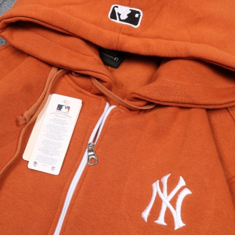 SWEATER HOODIE ZIPPER NY YANKEES HITAM GOLD TAPED AUTHENTIC FULLTAG &amp; LEBEL