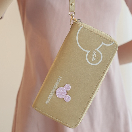 Dompet Panjang Mini Zipper Wanita Kulit Sintetis Motif Kartun Dompet Kulit Korea COD Azgalery D49