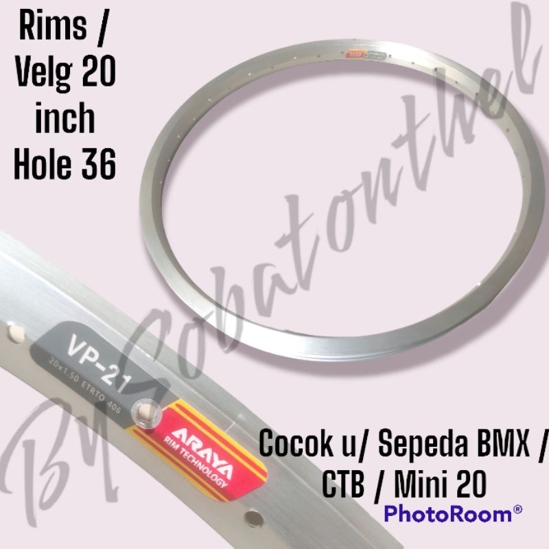 Velg / Rims Sepeda 20 inch Alloy Araya Tebal 36 Hole