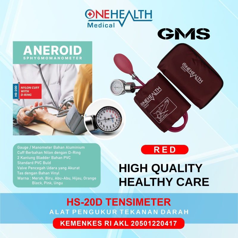 Tensimeter Aneroid Transparant HS - 20D Onehealth / Alat Ukur Tekanan Darah