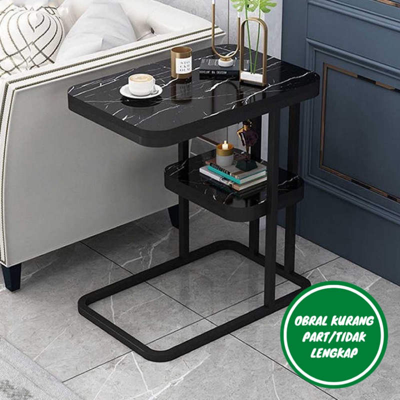 [OBRAL RIJEK] Meja Sofa Side Table Marbel European Style Double Layer - H81