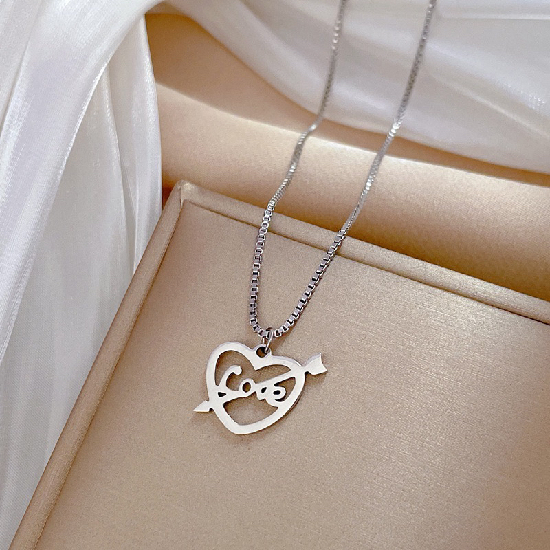 kalung cupid heart panah titanium cantik korea