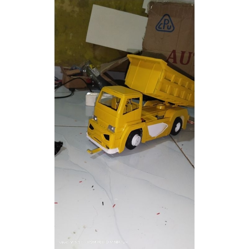 miniatur dump truk plastik modif