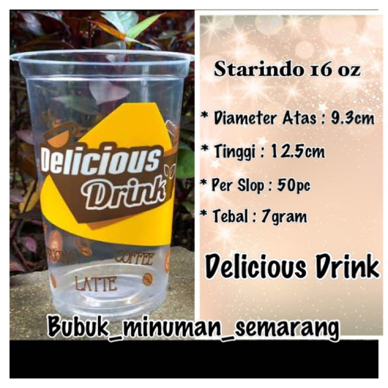 Gelas Cup Plastik 16oz Motif Delicious 7gram Starindo