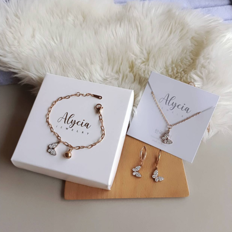 set perhiasan anak ALYCIA kalung gelang anting bayi PAPILIO